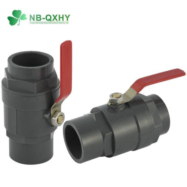Buy 1 1/2 Inch PVC/Plastic Ball Valve Straight Through Type Channel Two Parts Type Design at wholesale prices