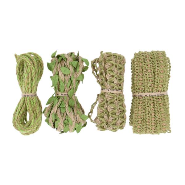 Leaf Dark Green Burlap Ribbon 2mm-15mm*10y Jute Wired Ribbon
