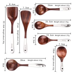 Nonscratching Wooden Kitchen Utensil Set Handmade For Multipurposes