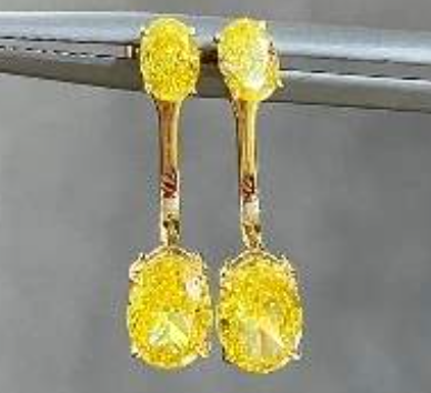 Buy 2.515ct Yellow VS Oval Lab Grown Diamond Earrings 18k Gold at wholesale prices