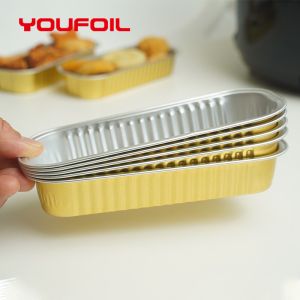 OEM Recycled Aluminium Foil Food Container Gold Strip Aluminum Tray