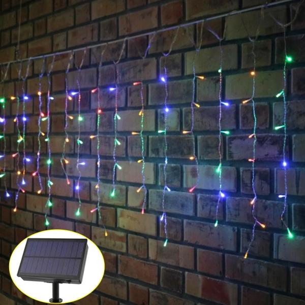 Remote 200 LED Solar Icicle Lights 5V Cold White Cascading Icicle Christmas Lights