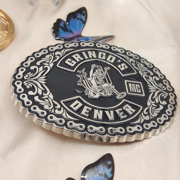 Custom 3D Logo Motorcycle Antique Belt Buckle Nickel Soft Enamel Belt Buckle