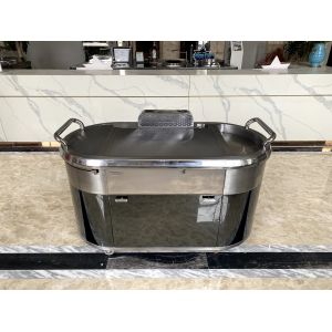 Electromagnetic Mobile Teppanyaki Grill Table Stainless Steel Smoke Down Exhaust