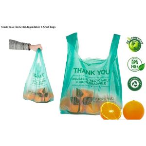 PLA+PBAT Customized Compostable Biodegradable Plastic T-Shirt Bags, Biodegradabl