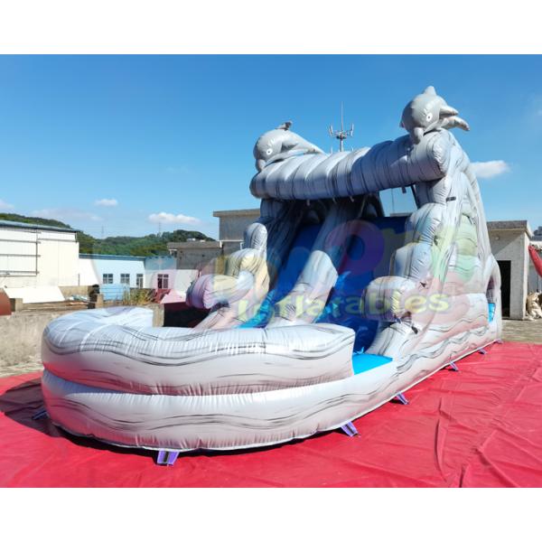 Water Park Plato Commercial Inflatable Slide With Pool