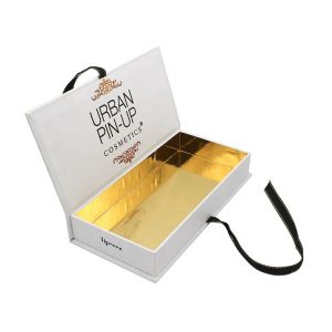 Small Folding Cardboard Cosmetic Gift Packaging Box Clear Magnetic
