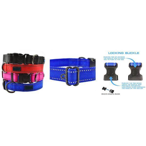 Durable Soft Nylon Dog Collar , Reflective Nylon Buckle Dog Collars