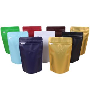 Resealable laminatedfoil Flat Bottom Zipper coffee bag black with valve