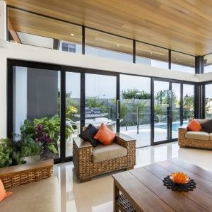 House Large Aluminium Sliding Stacking Doors Cool Summer Anodizing