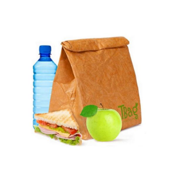 Buy Recycled Reusable Brown Paper Tyvek Insulated Lunch Bag Washable Lightweight at wholesale prices