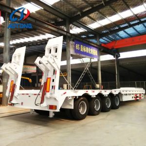 Aotong 50 tons 3 axles low boy heavy cargo/equipment transport semi trailer and