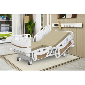 China 5 Function Automatic Electric Patient Bed With Mattress Silent Castors Individual Brakes on sale