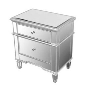 Living Room Mirrored Chests And Nightstands , Clear Glass Mirror Nightstand