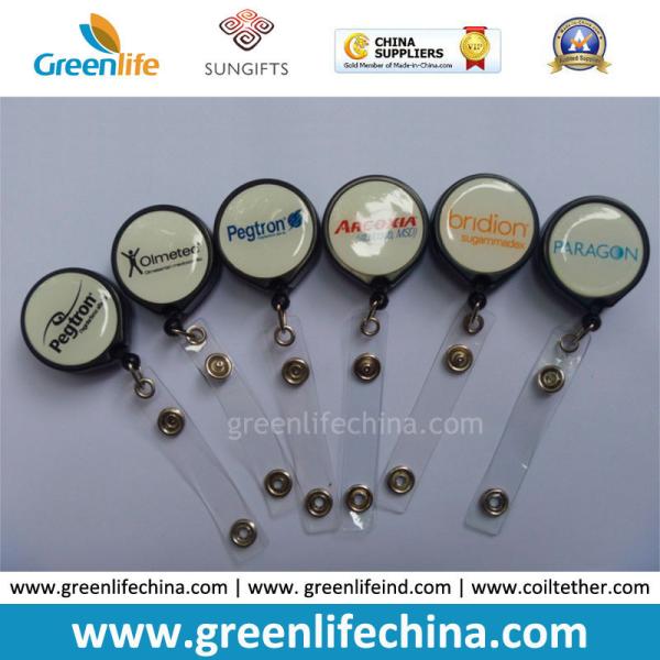 Buy Promotional Retractable Pull Holder W/Customized Dome Logo Reel at wholesale prices
