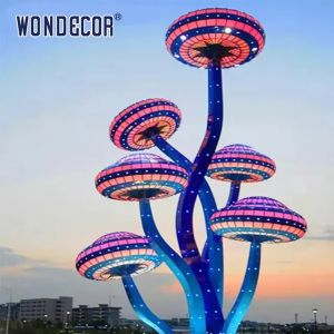 Lighting Abstract Metal Garden Plant Sculptures 3D+2D Design