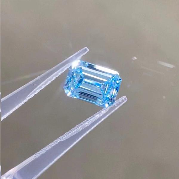 Buy Fancy Intense Color Loose Lab Grown Blue Diamonds Emerald Cut at wholesale prices