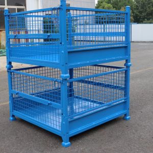 Robust Construction Grid Material Metal Pallet Crate Folding Mesh Container