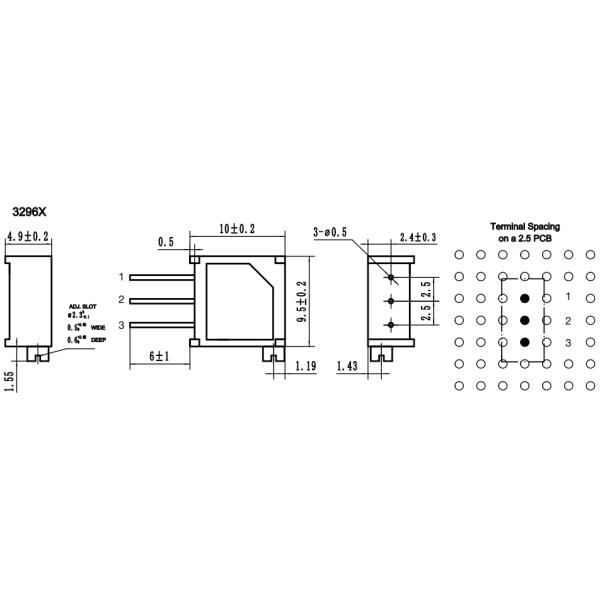 3296X 0.5W Multiturn Cermet Trimmer Potentiometer Trimpot Side Adjustment