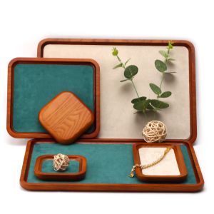 Multi Color Lining Solid Wood Jewelry Display Tray For Ring Bracelet Pendant