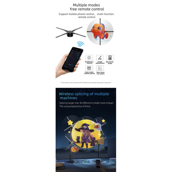 3d Holographic Display 50cm Hologram Fan with MP4/AVI/RMVB/GIF/JEPG/PNG/MKV Content