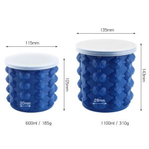 Portable 600ml 1100ml PP Silicone Magic Ice Bucket