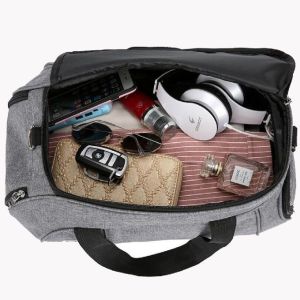 Dual Use Nylon Duffle Shoulder Bag With Shoes Compartment