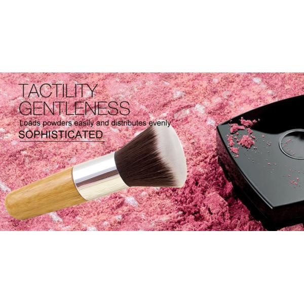 Bamboo Handle Two Color Synthetic Buffer Makeup Brush Sliver Ferrule Aluminum