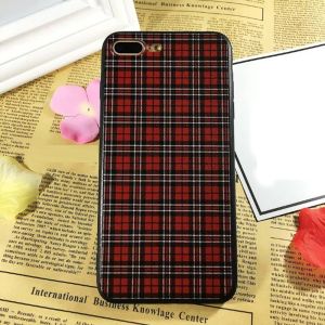 PC+TPU Silk Grain Classical Cloth Grid Cell Phone Case Cover For iPhone 7 6s
