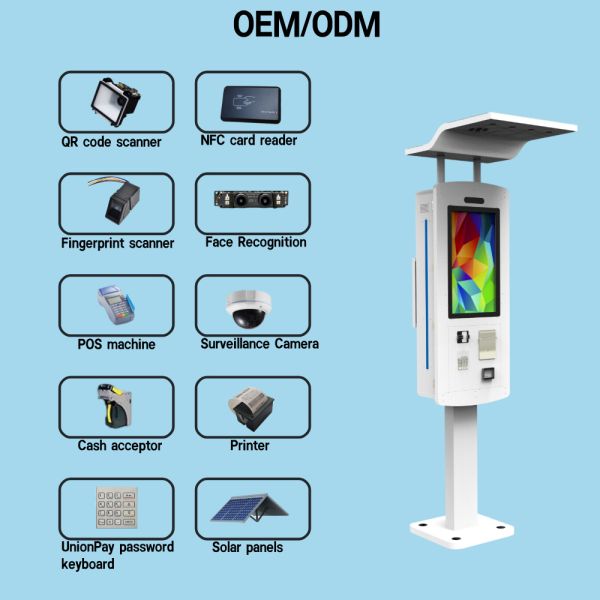 IP65 Waterproof Outdoor Touch Screen Kiosk with 21.5" HD Display and 10-point Capacitive Touch for Self Ordering