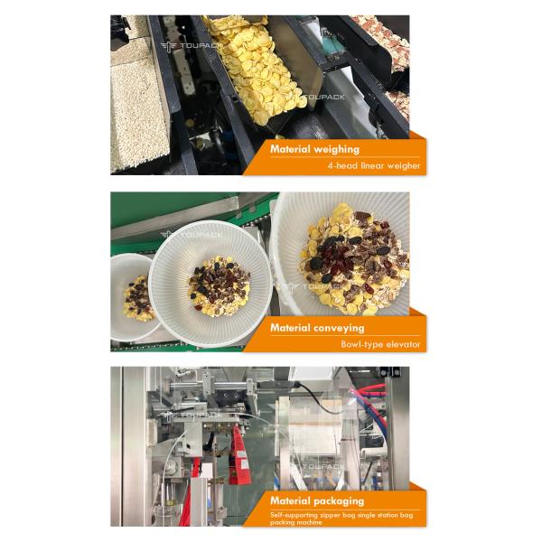 Automatic Weighing Food Packaging Slice Cheese Granule Breakfast Oats Grain Premade Zipper Pouch Nuts Packing Machine