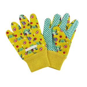 Quality Colorfull Children's Gardening Flower Pattern Gloves with Anti-slip PVC Dots Cotton Palm for sale