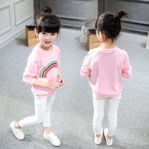2016 Fashion Girl Korean style Kid's Rainbow Pattern Long Sleeve Cotten Sport