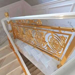 Interior Gold Staircase Railing Metal Stair Railing Aluminum Material