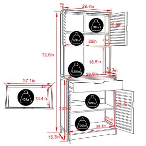 Kitchen Freestanding Bamboo Corner Cabinet Storage With Microwave Stand And