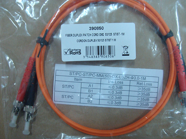 1, 2, 3 meter or customized PC, UPC, APC Multimode duplex ST-ST Fiber Optic