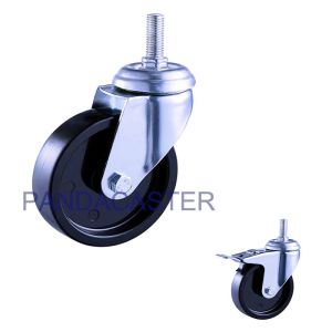 176Lbs 80Kg Institutional Casters Black Polypropylene 100mm Trolley Wheels