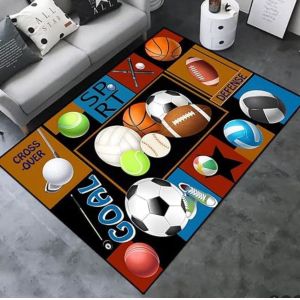 Football And Basketball Pattern Carpets For Living Room Floor, Sofa And Bedroom