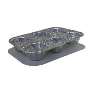6 Compartment Aluminum Foil Muffin Pan 335ml Rectangular