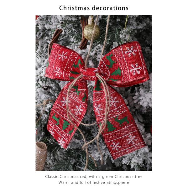 Ready made printed ribbon Christmas tree decoration ribbon wired burlap Christmas ribbon