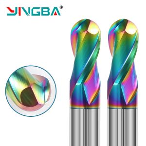 YingBa 4MM 6MM 8MM 2F Carbide Colorful Coating Ball Nose End Mill for Aluminum
