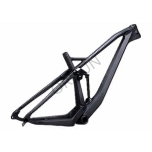 China Black Full Suspension Carbon Bike Frame 29er Lightweight Trail Riding Style on sale