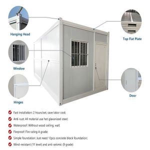 Office Building Prefabricated Container House 20ft Flat Pack Sandwich Panel