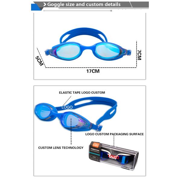 Dark Blue Personalized UV Protection Swimming Goggles Antifog Male Swimming Goggles