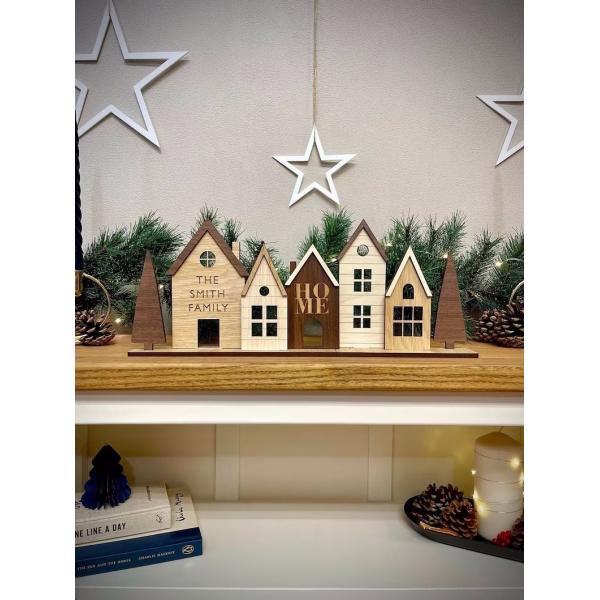 Personalised Houses Wooden Decor Set Modern Style Home