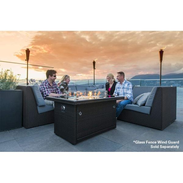 Stainless Steel Burner Square Outdoor Natural Gas Firepit Black All - Season