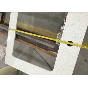 Artificial White Grain Quartz Prefab Bathroom Vanity Tops Environmental Material