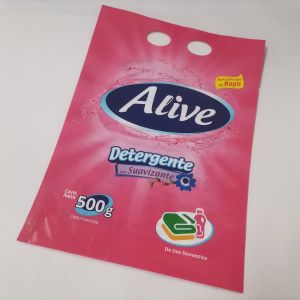 China Punchable Washing Powder Packaging Bag Glossy 3 Side Seal Pouch on sale