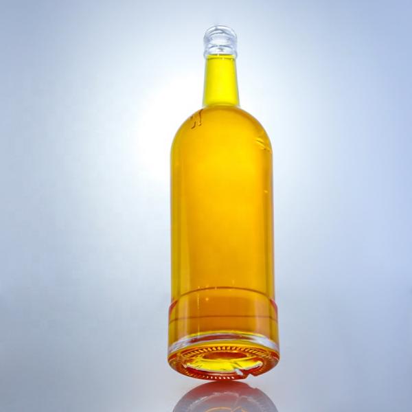 GLASS Collar Round Shaped Empty Glass Bottles 750ml for Tequila Brandy Rum Gin Whisky