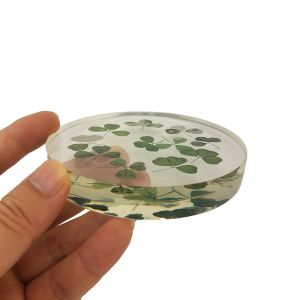 Artificial Transparent Flower Paperweight With Fragments / Chippings